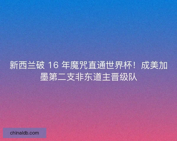 新西兰破 16 年魔咒直通世界杯！成美加墨第二支非东道主晋级队
