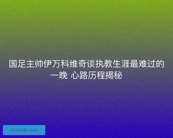 国足主帅伊万科维奇谈执教生涯最难过的一晚 心路历程揭秘