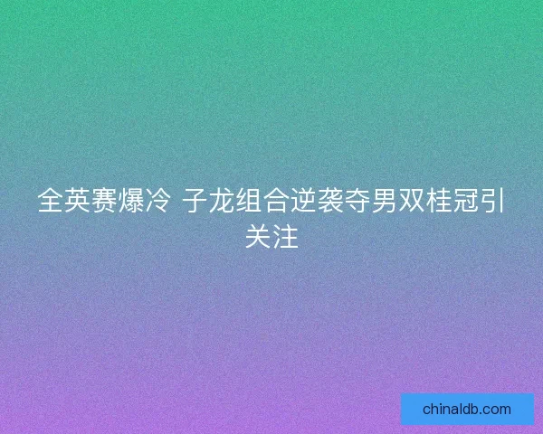 全英赛爆冷 子龙组合逆袭夺男双桂冠引关注